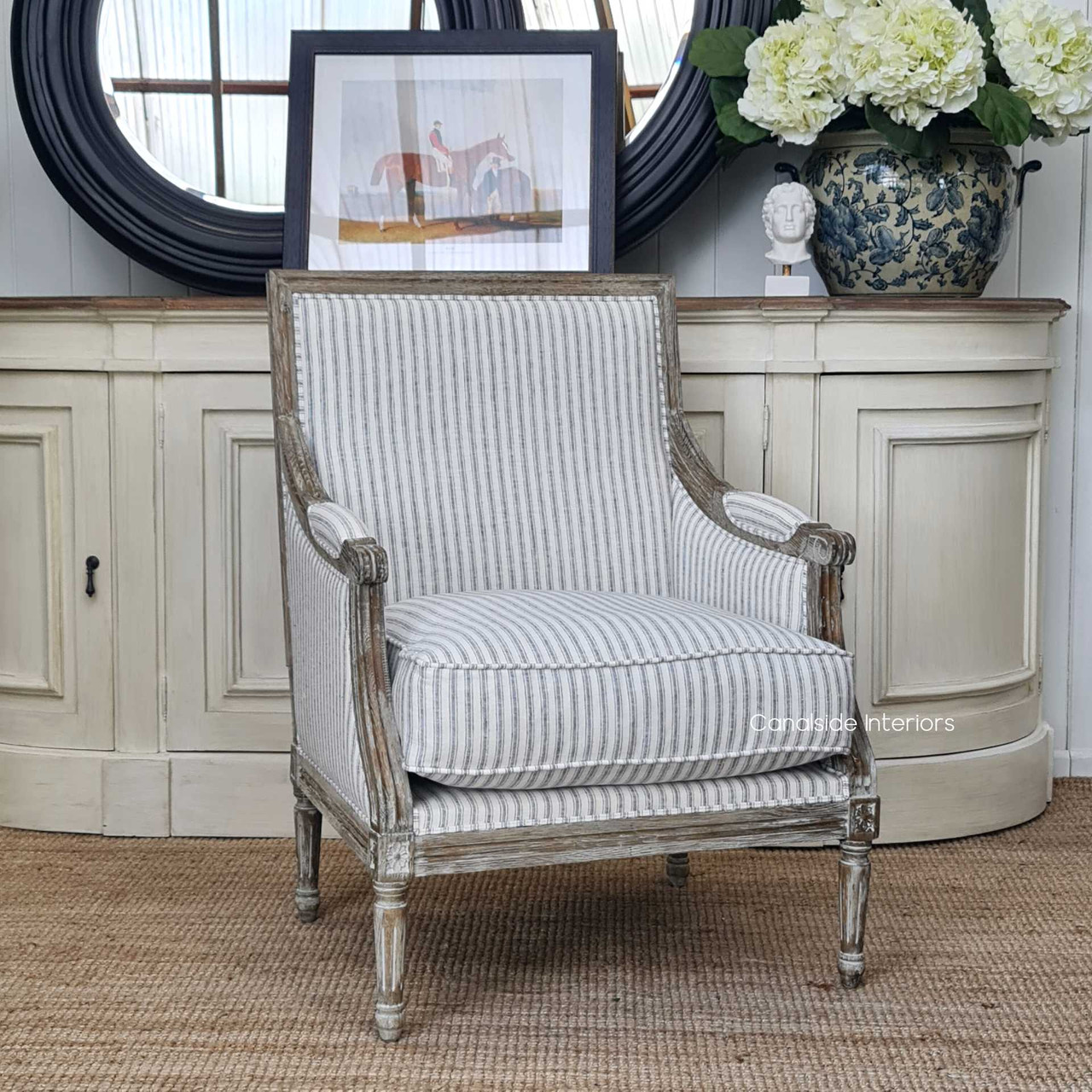 The Pearson Armchair set in a French-inspired decor, blending beautifully with both modern and classical interiors.