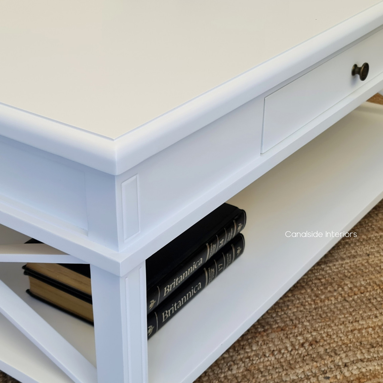 The Hampton Avenue Coffee Table's crisp finish and enduring design make it a prime choice for adding sophistication to your home office - Canalside Interiors