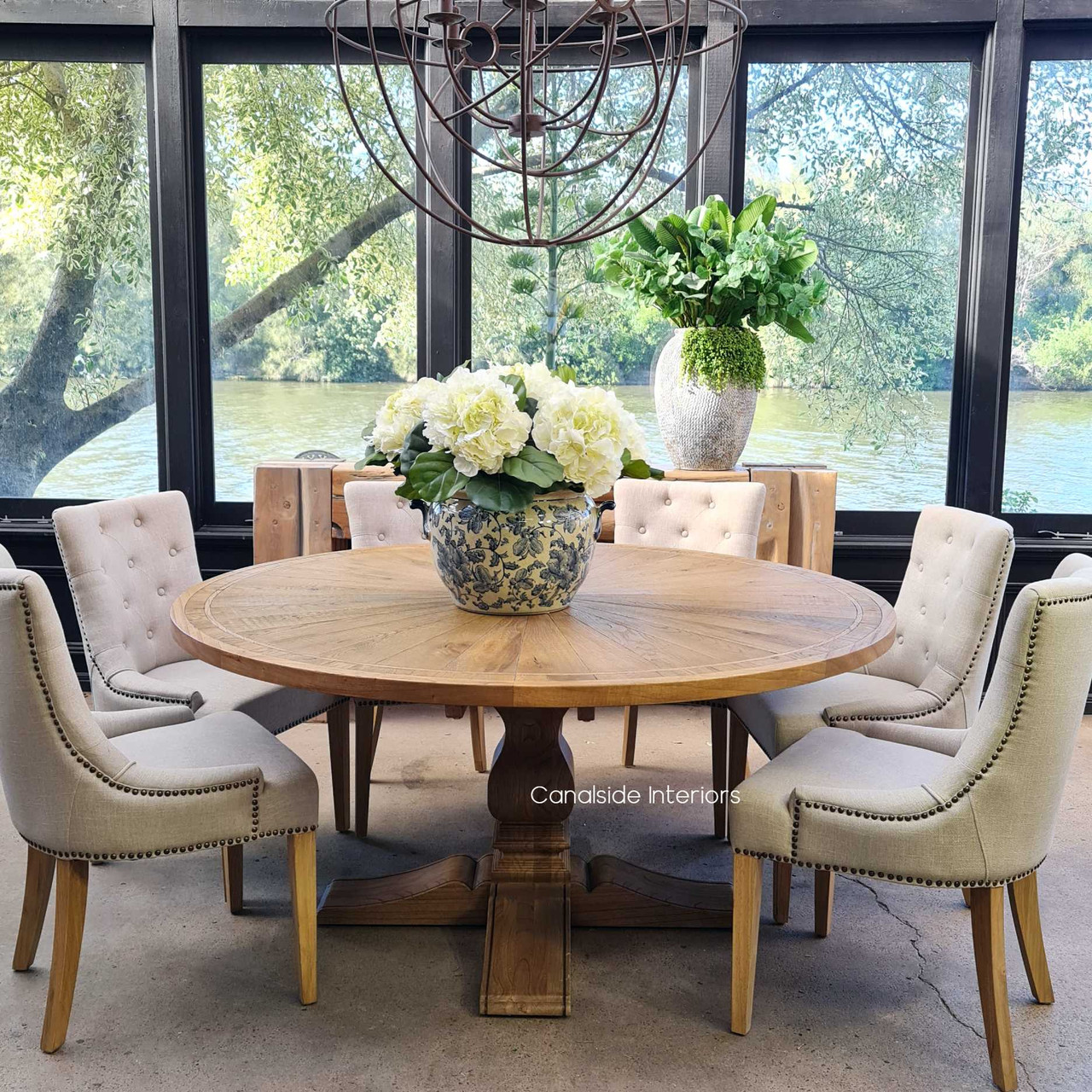Celebrating classical themes, the Danbury Oak Parquetry Table's round form and exquisite detailing make it a versatile addition to both traditional and modern home offices