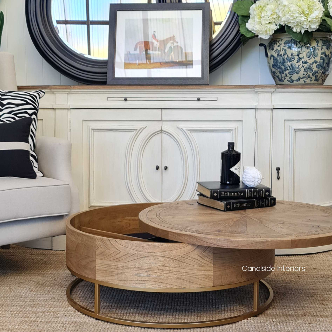 Open storage compartment of the Danbury Coffee Table, illustrating ample space | Functional Design