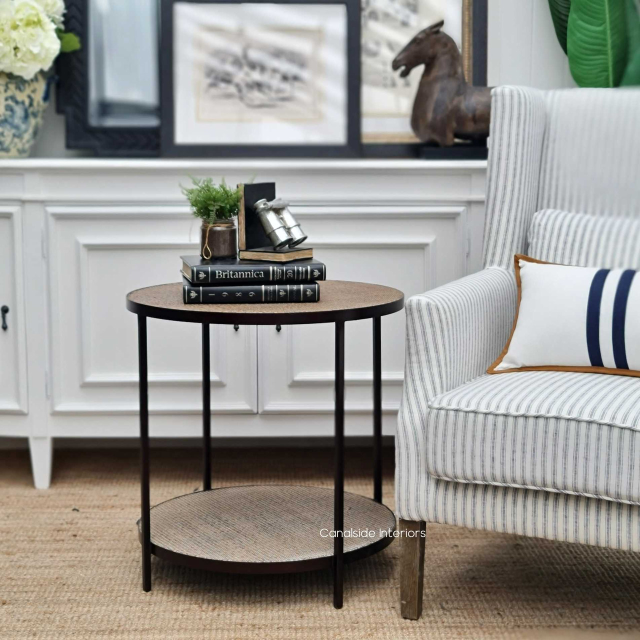 Featuring a beautiful rattan top, the smaller Knox Nesting Table brings a touch of coastal elegance to your modern bedroom