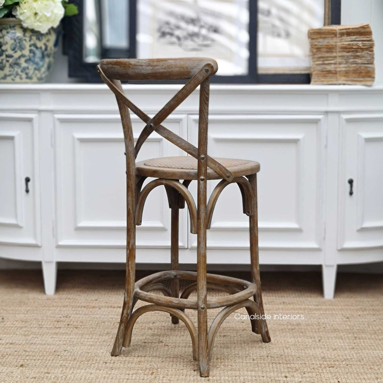 Signature Cross Back Chair from Canalside Interiors, featuring distressed oak for a lasting classical statement in interior design