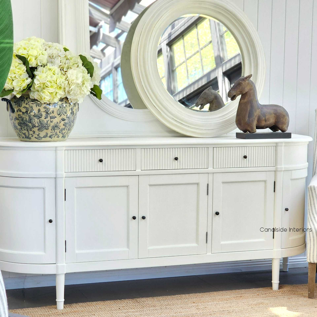 The French Louis Buffet Grande set against a contemporary backdrop, illustrating how it complements and enhances various interior designs - Canalside Interiors.