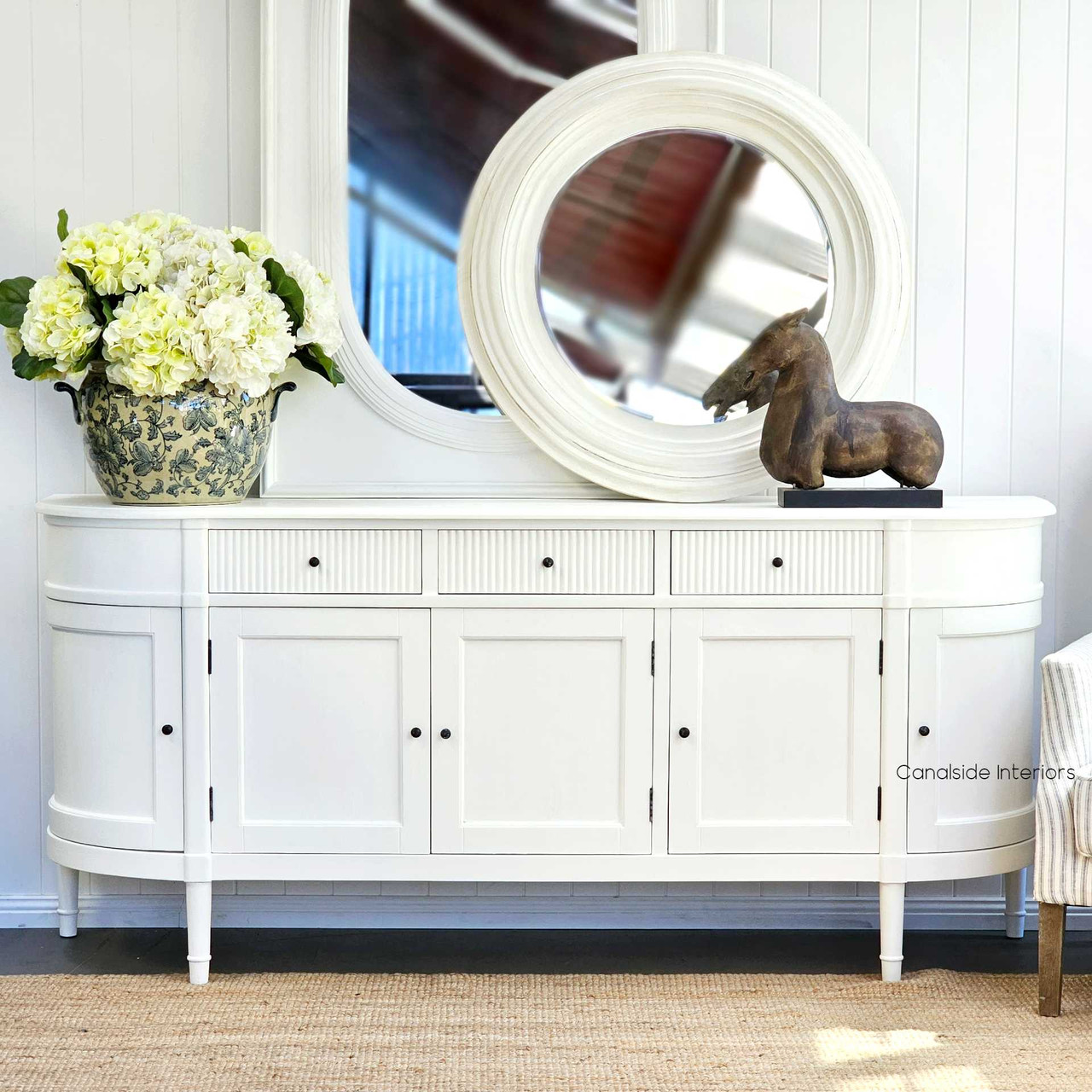 The French Louis Buffet Grande as part of a sophisticated entryway setup, proving its versatility beyond the dining room or kitchen - Canalside Interiors.