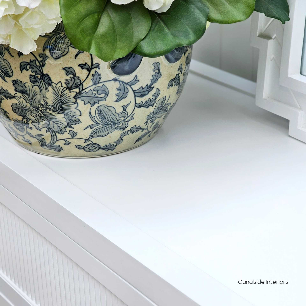 A spacious top view of the Sorrento Chest, perfect for displaying decor in a timeless lounge room.