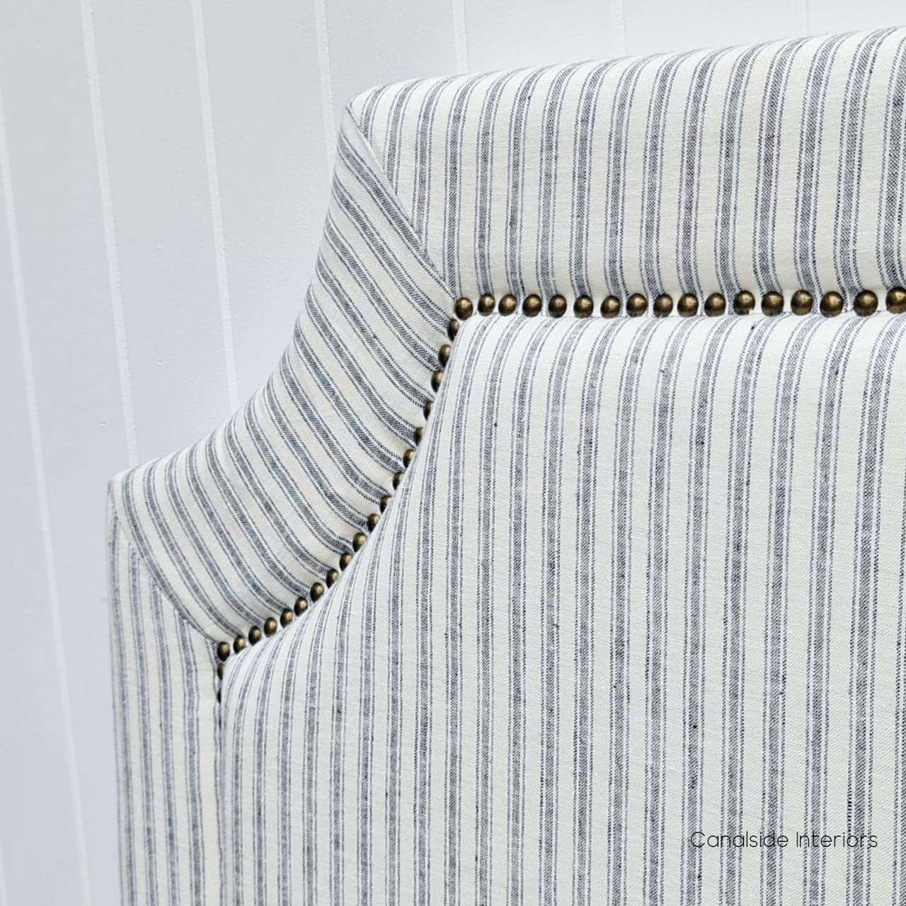 Detail of the Mayfair Hamptons Headboard's fabric, illustrating the quality and comfort of the linen blend material.
