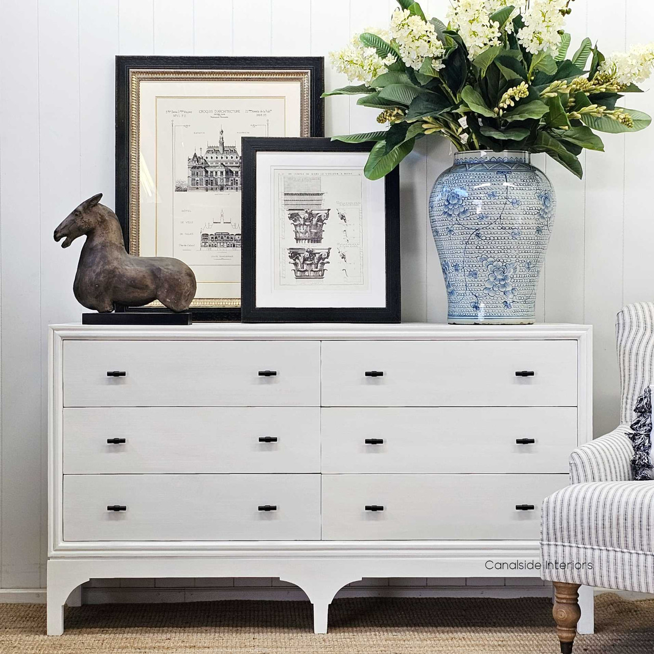Full front shot of the Camille Chest, accentuating its spacious storage potential for a quality home office
