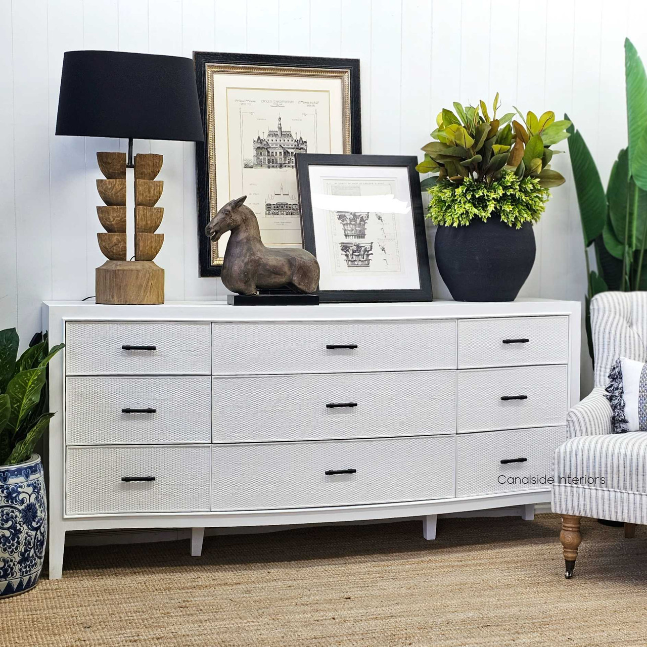 Claremont Rattan 9 Chest, White BEDROOM, HAMPTONS Style, PLANTATION Style, TABLES Side Tables, LIVING Side Tables, BEDROOM, sideboard, buffet, bedroom furniture, bedroomfurniture, bedroom style, bedroomstyle,