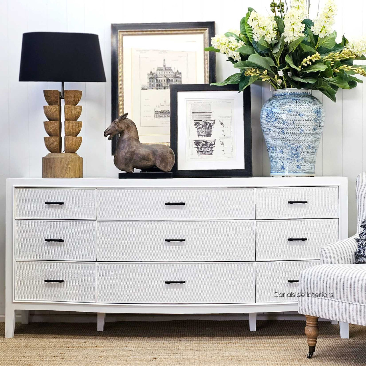 Claremont Rattan 9 Chest, White BEDROOM, HAMPTONS Style, PLANTATION Style, TABLES Side Tables, LIVING Side Tables, BEDROOM, sideboard, buffet, bedroom furniture, bedroomfurniture, bedroom style, bedroomstyle,