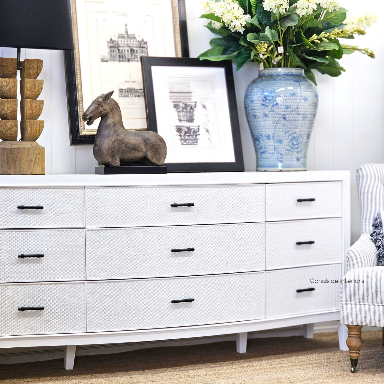 Claremont Rattan 9 Chest, White BEDROOM, HAMPTONS Style, PLANTATION Style, TABLES Side Tables, LIVING Side Tables, BEDROOM, sideboard, buffet, bedroom furniture, bedroomfurniture, bedroom style, bedroomstyle,