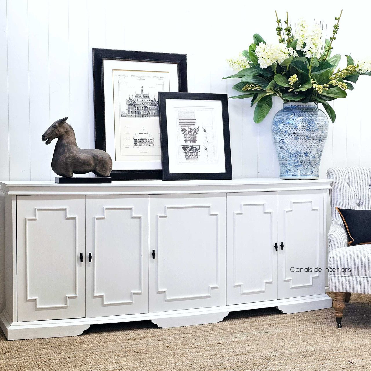 Leontine Sideboard Buffet 5 Doors, Living room, lounge room, dining room, French style, trim, moulding, hamptons
