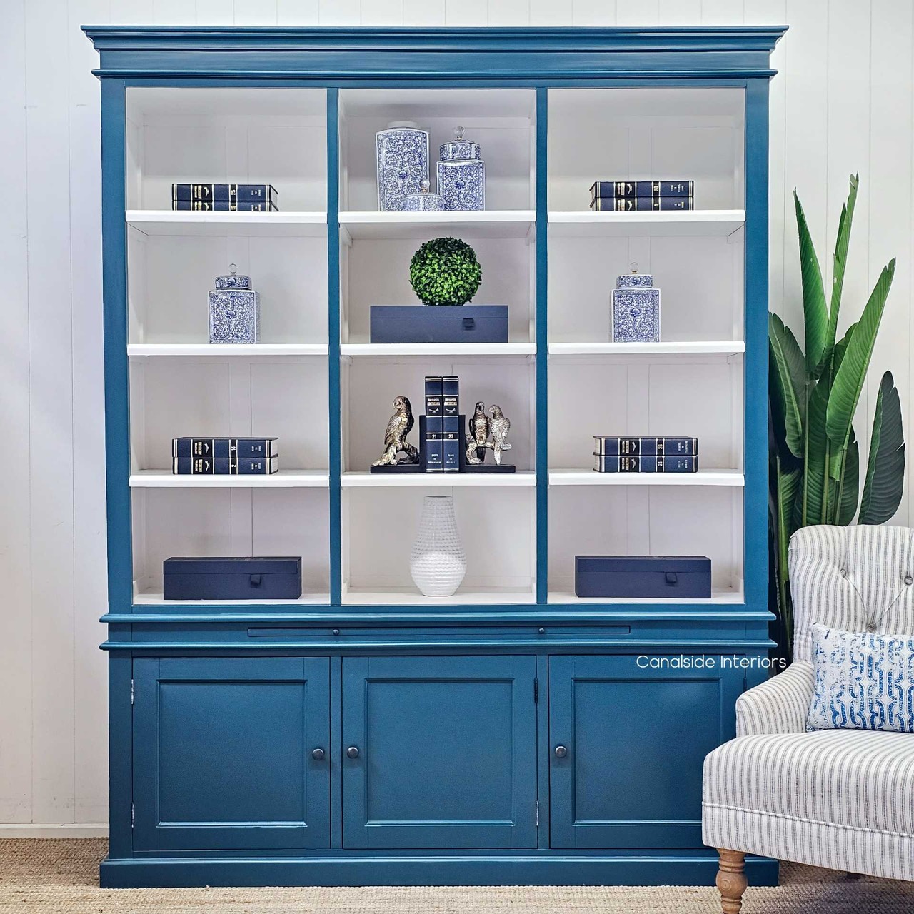 Full view of the Grange Wall Unit in a home setting, depicting the coastal and Hamptons style synergy in interior design - Canalside Interiors