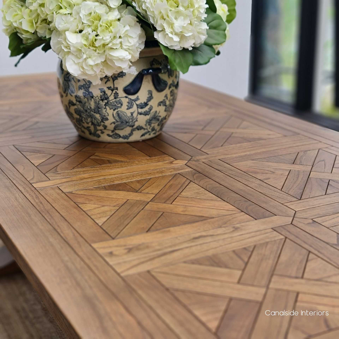 Stamford Parquetry Dining Table, 250cm, 2.5m, fixed dining table, tables, extension tables, kitchen, kitchen table, dining room, diningroom, hamptons, hamptons table, provincial, plantation, dining tables, trestle base, dining room, pedestal table