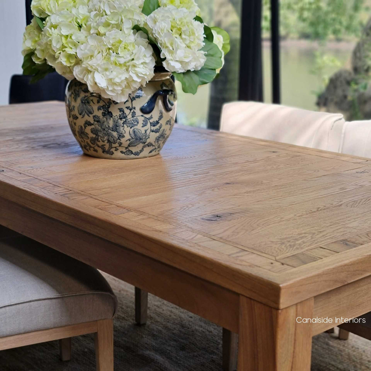 The Hayworth table's role as the centerpiece in a Hamptons-style home office, blending functionality with stylish design