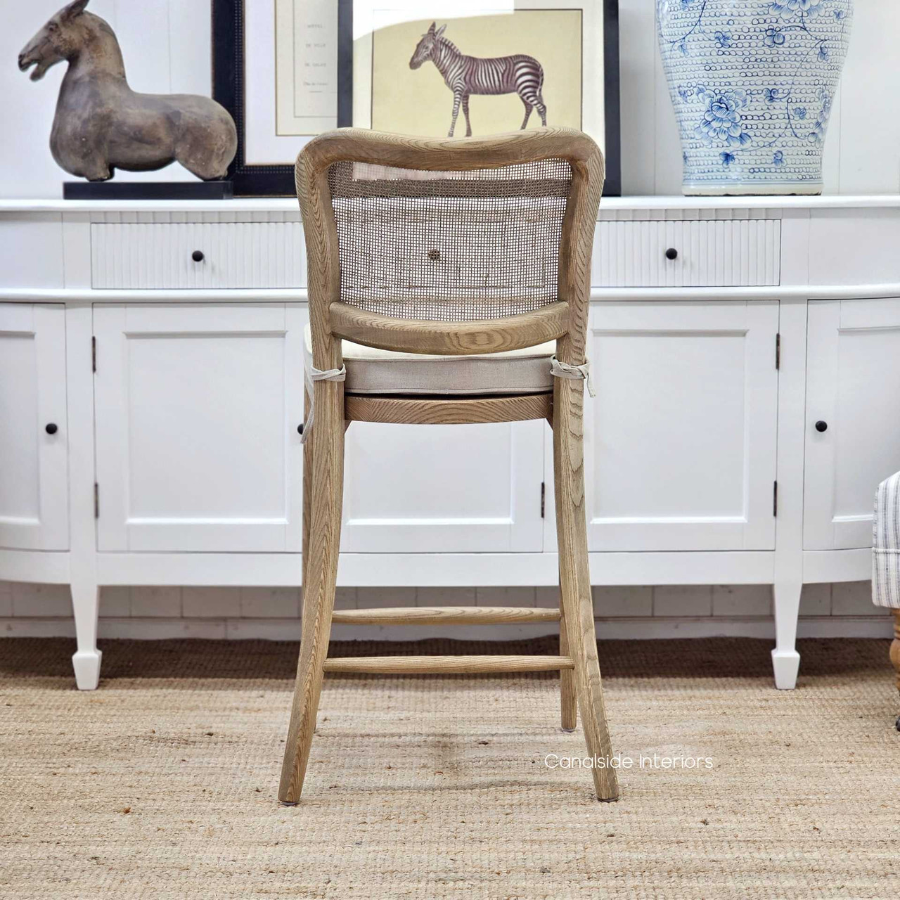 Noda Oak Wood Counter Stool, Versatile Seating Solution for Kitchen Spaces, Back View