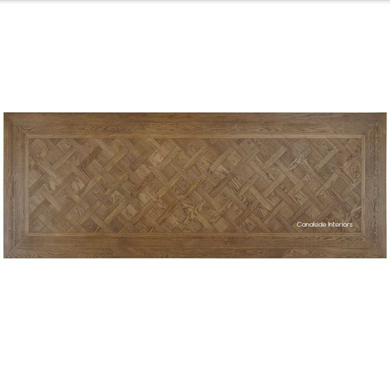 Birdseye view of the Berenson Dining Table, illustrating the ample space it provides for dining and entertaining.