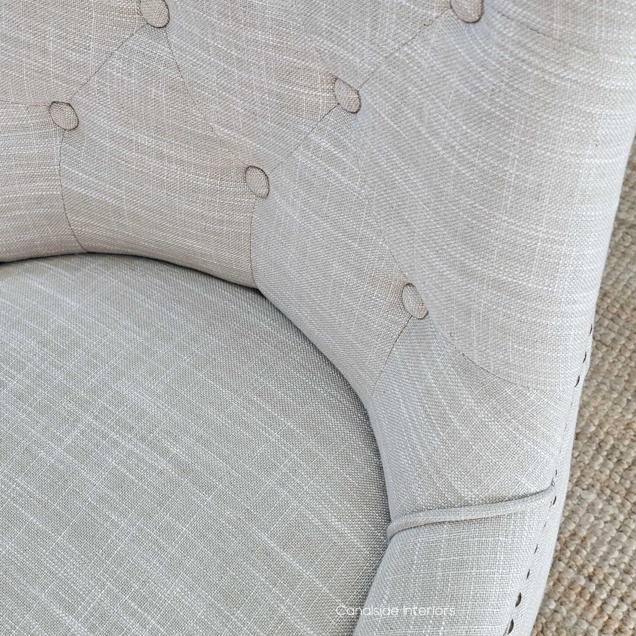 Bennet Black Oak Leg Dining Chair, Luxurious Comfort in Cream Linen Blend Upholstery, Top Perspective