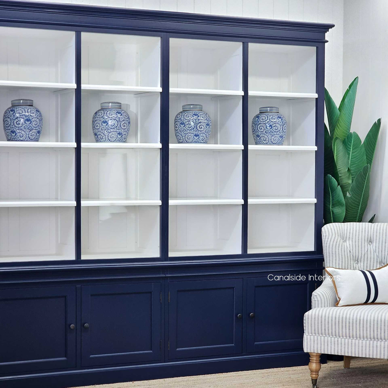 Side Angle capturing the intricate details of the side profile, revealing the craftsmanship and timeless charm of the Grange Wall Unit with 4 bays.