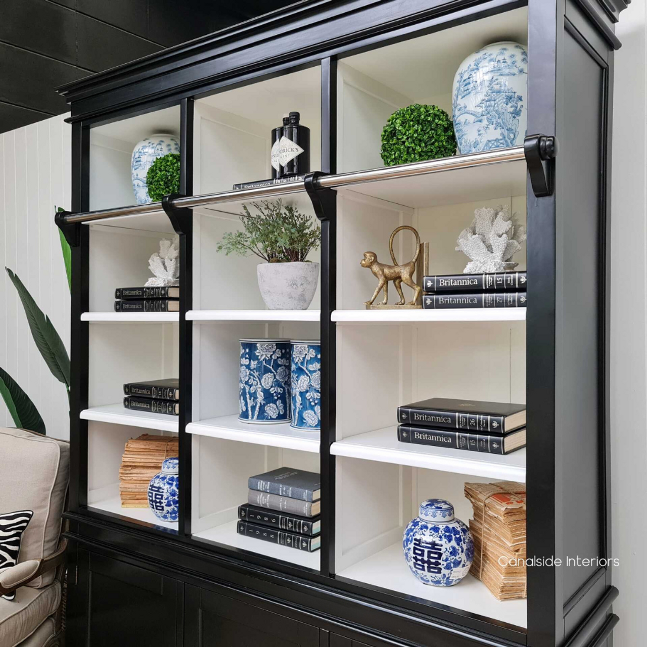 Versatile Grange bookshelf, perfect for creating a charming country escape in your lounge room - Canalside Interiors