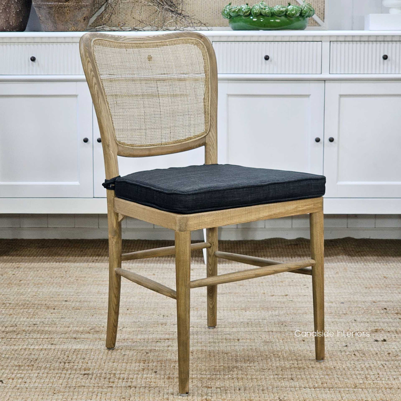 Handcrafted Noda Dining Seat with Rustic Rattan Weave, Close-Up Detail