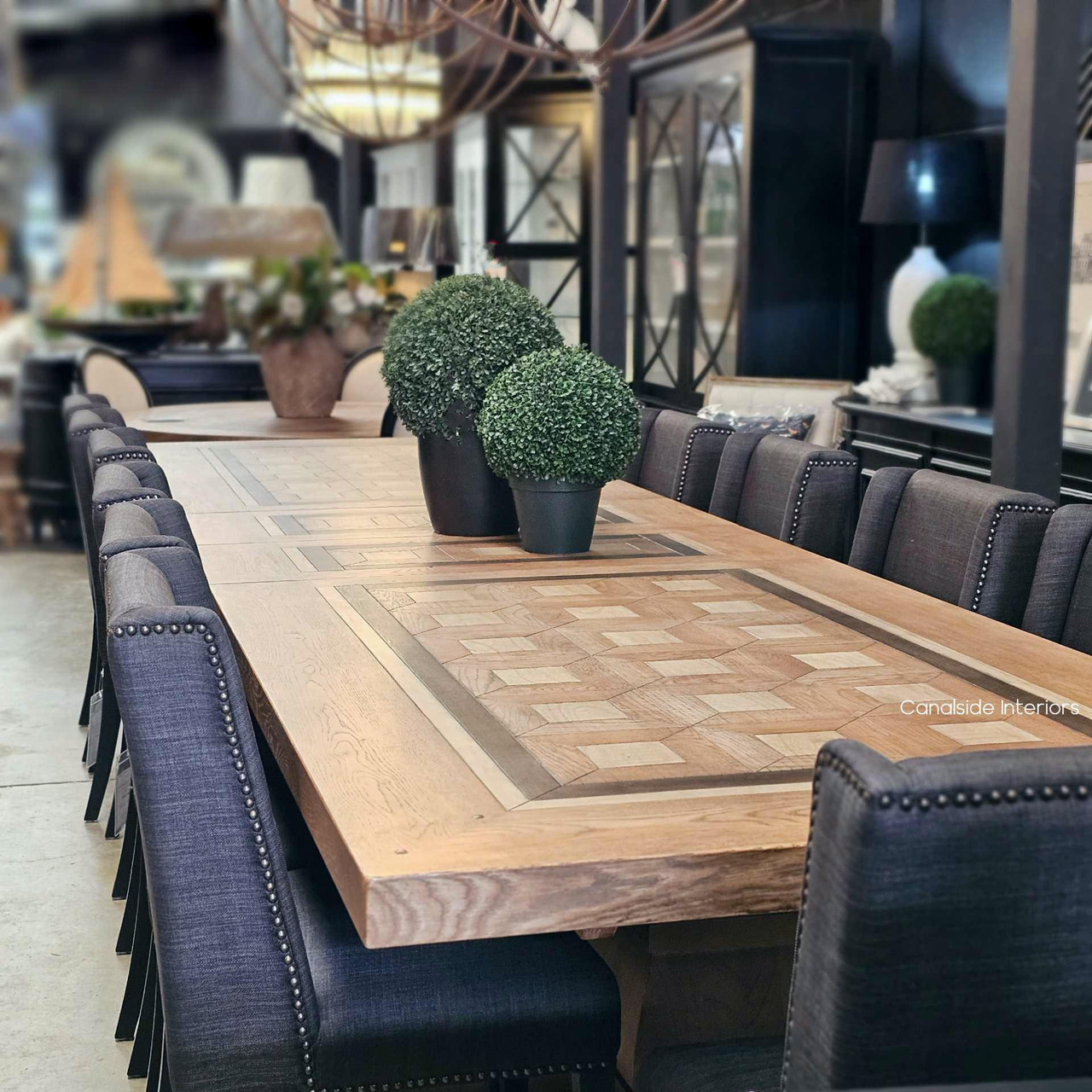 Tabletop close-up of the American Oak and White Cedar timbers used in the Chambers design.