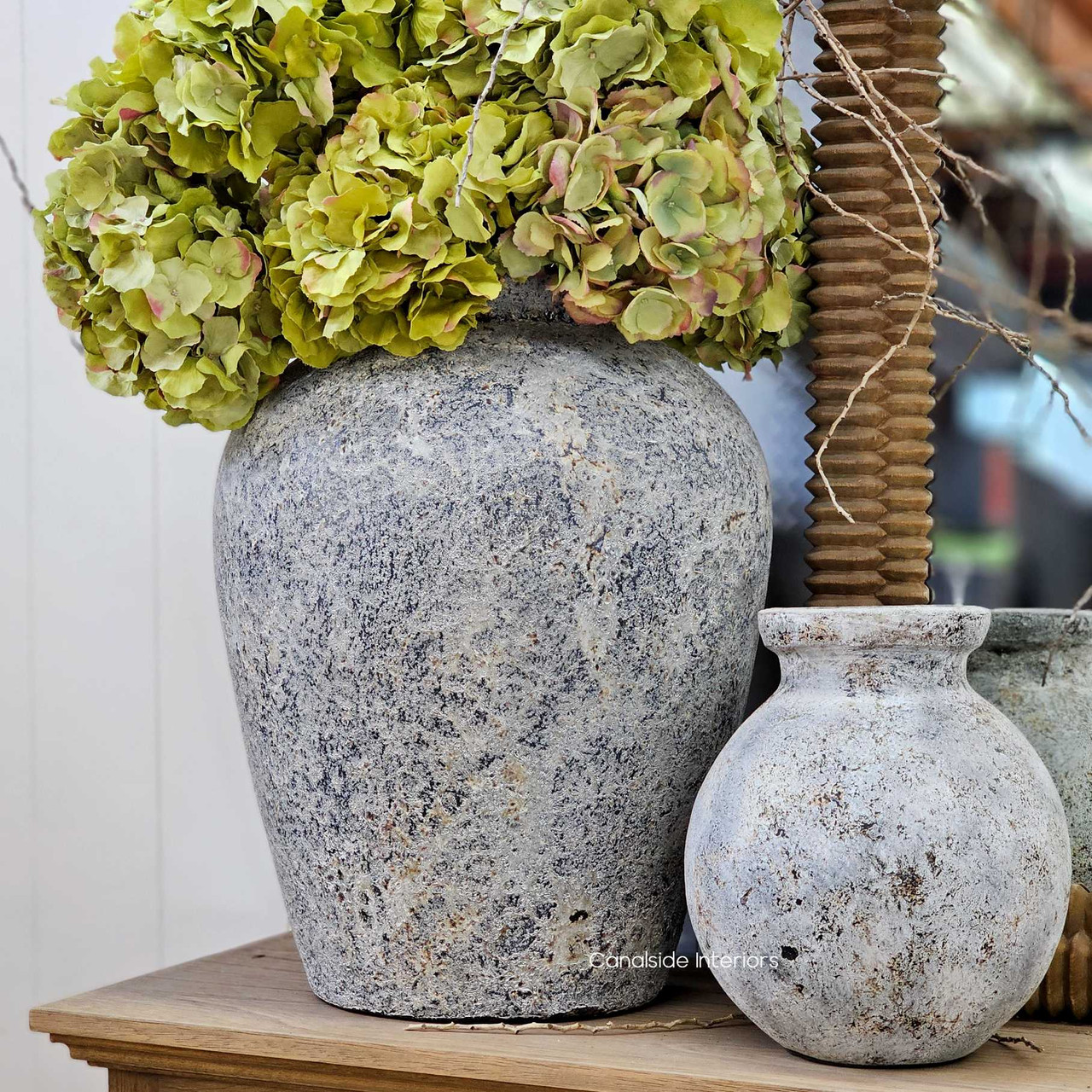 Pairing Elaya with other textured vessels, showcasing how it adds depth and balance in curated styling.