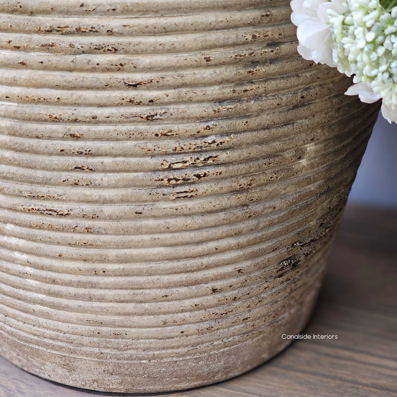 Macro view of the clay’s natural grit and hand-thrown look, perfect for rustic or Mediterranean-inspired styling.
