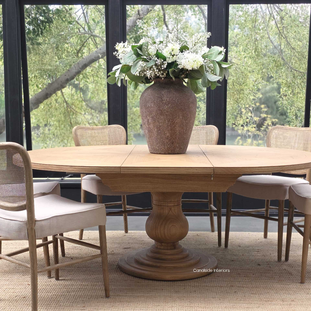 The Sycamore round table at 200cm, a generous extendable dining table for entertaining.