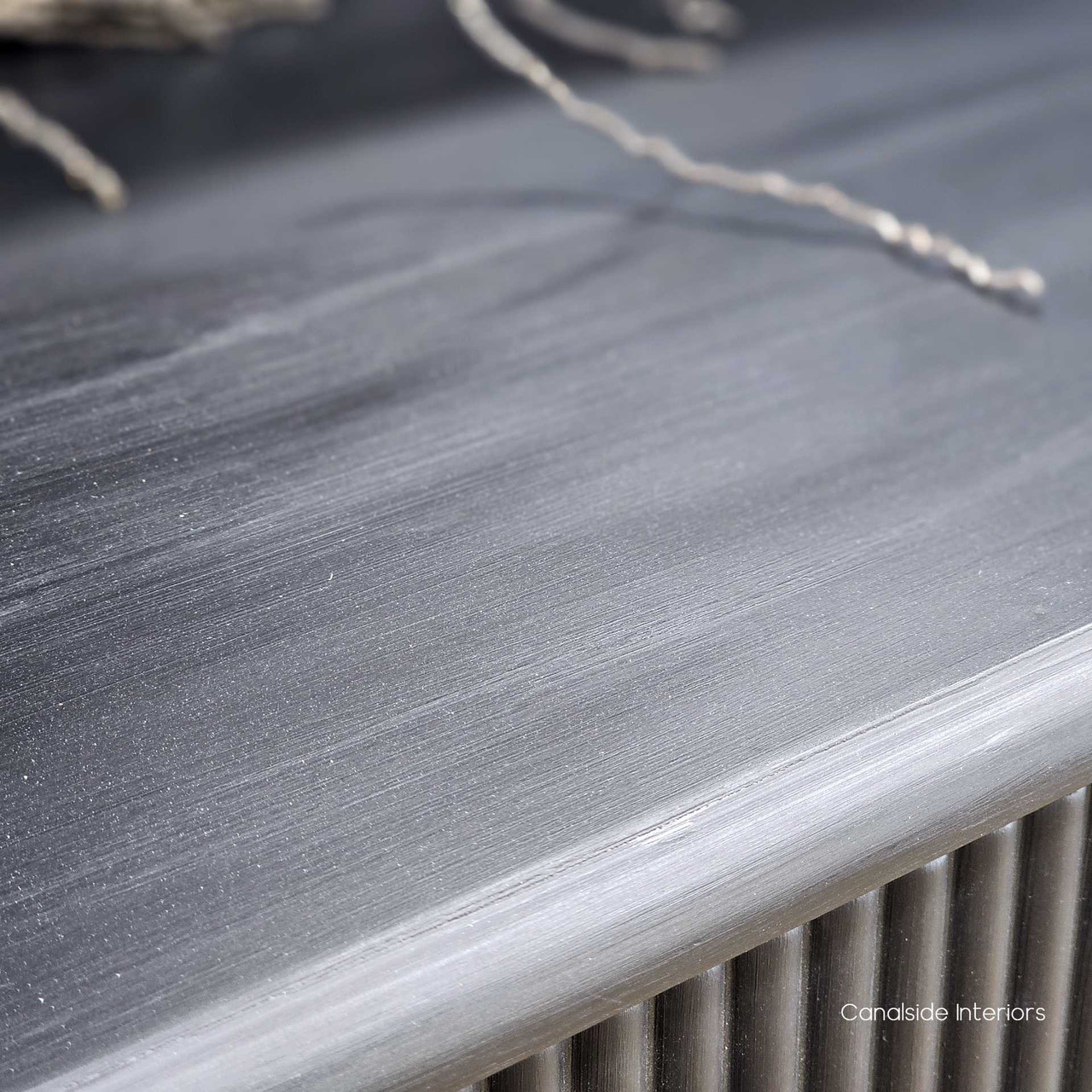 Top-down view of the Louis Curved 250cm Sideboard, revealing its expansive surface and fine craftsmanship.