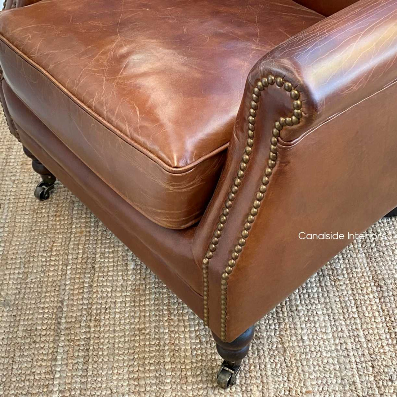 With its compact size, the Doctus Leather Armchair is a perfect fit for cozy lounge rooms or as an elegant accent in a spacious home office