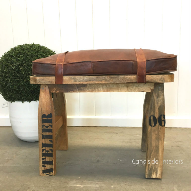 Pommel Leather Industrial Stool  INDUSTRIAL RUSTIC Style, CHAIRS, CAFE FURNITURE, CHAIRS Stools, CAFE FURNITURE Stools & Chairs