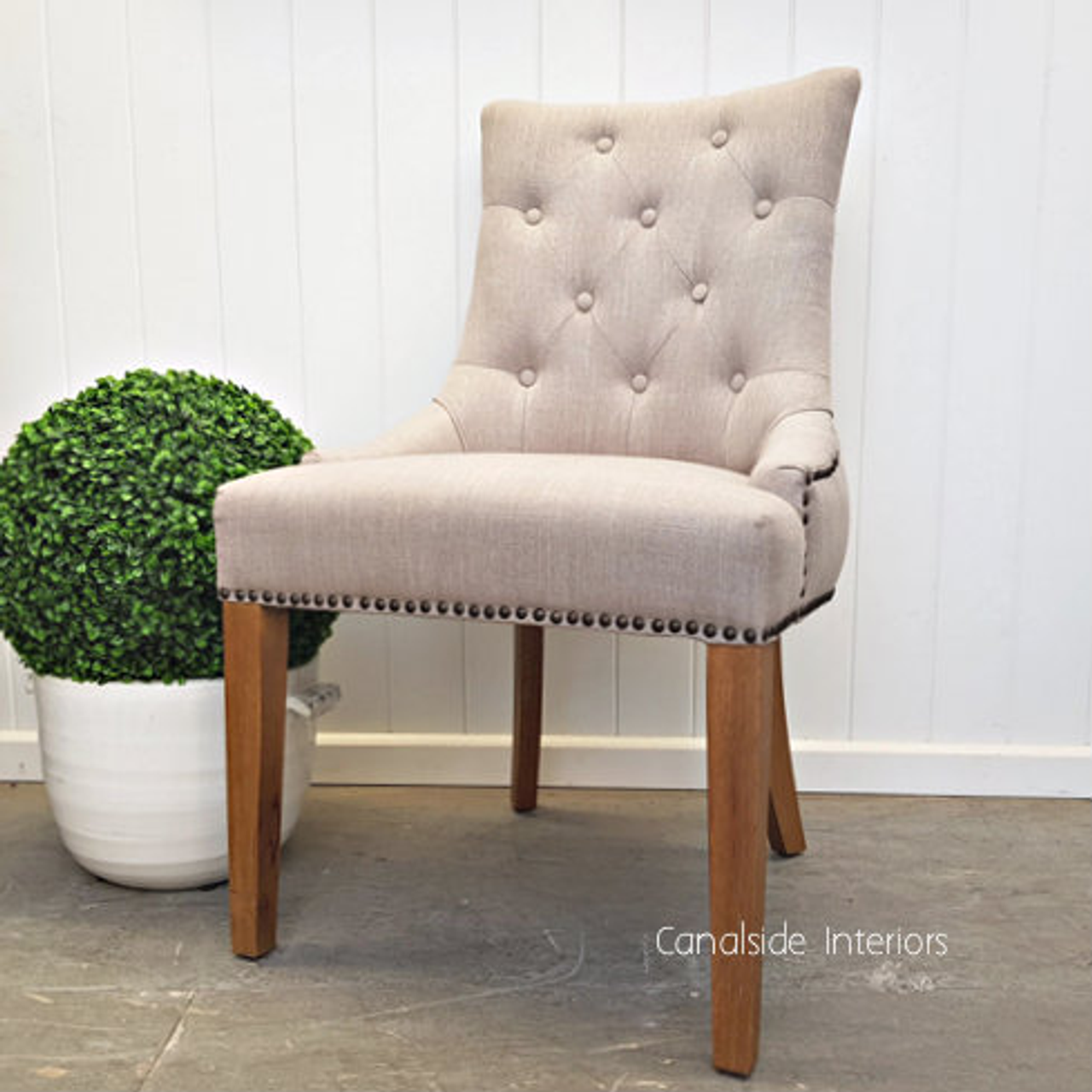 Bennet Button Back Upholstered Dining Chair Cream  FRENCH  FURNITURE, CHAIRS, HAMPTONS Style, PLANTATION Style, CHAIRS Dining, CHAIRS Lounge, LIVING Room, LIVING Chairs