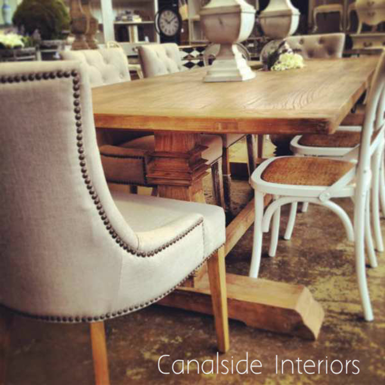 Bennet Button Back Upholstered Dining Chair Cream  FRENCH  FURNITURE, CHAIRS, HAMPTONS Style, PLANTATION Style, CHAIRS Dining, CHAIRS Lounge, LIVING Room, LIVING Chairs