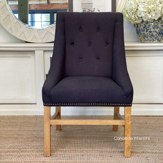 Empire Upholstered Dining Chair Black Charcoal FRENCH  FURNITURE, CHAIRS, HAMPTONS Style, PLANTATION Style, CHAIRS Dining, CHAIRS Lounge, LIVING Room, LIVING Chairs