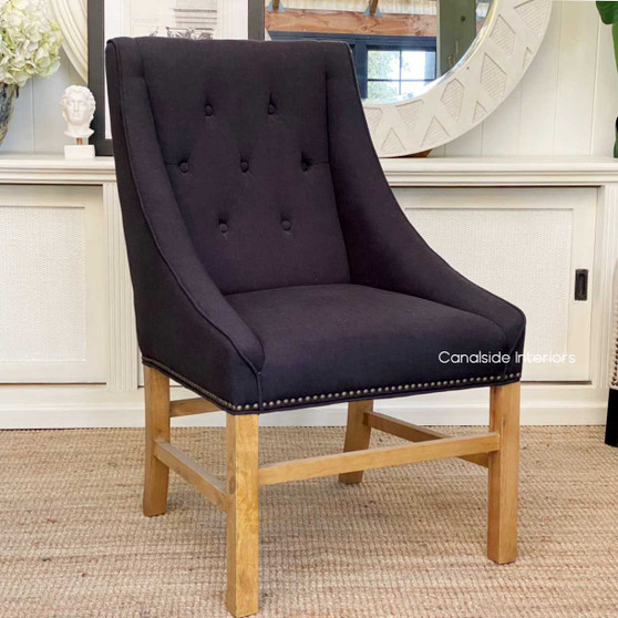 Empire Upholstered Dining Chair Black Charcoal FRENCH  FURNITURE, CHAIRS, HAMPTONS Style, PLANTATION Style, CHAIRS Dining, CHAIRS Lounge, LIVING Room, LIVING Chairs