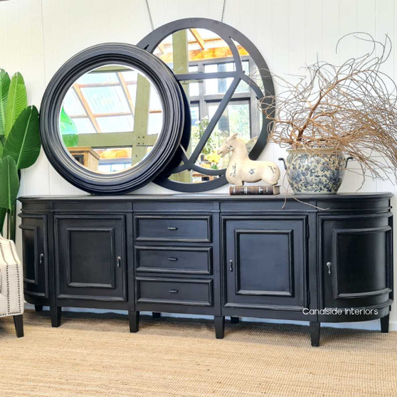 Timeless Francia Grande Sideboard in Charcoal/Black, perfect for a coastal-themed living room - Canalside Interiors