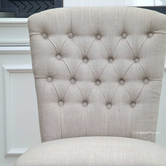 Crafted for longevity and style, the natural-legged Chelsea Dining Chair brings quality craftsmanship to your home's dining space - Canalside Interiors.