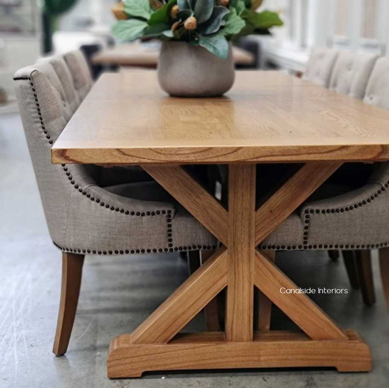 Harvest Double Extension Dining Table tables, extension tables, hamptons, hamptons table, provincial, plantation, dining tables, trestle base, dining room, cross base, cross dining table, rustic, criss cross, farmhouse, coastal