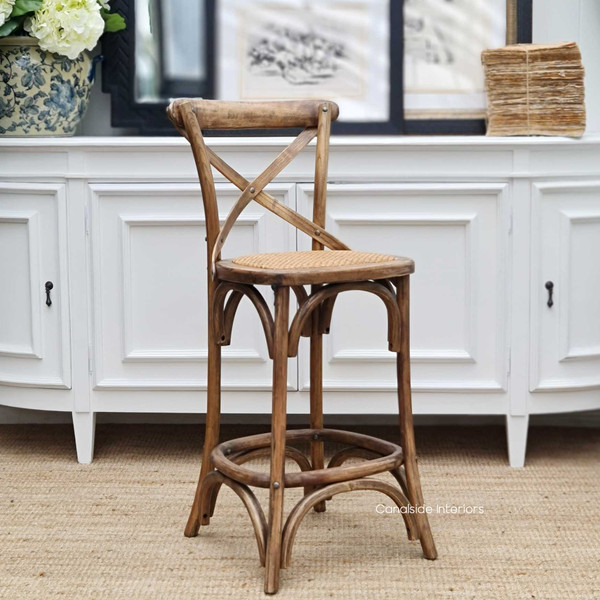 Modern craftsmanship in a timeless design, this Distressed Burnished Oak Kitchen Stool is a chic addition to any dining space.