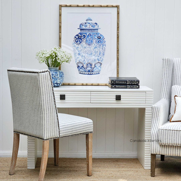Modern classic Groove Desk/Console with elegant fluted detailing, perfect for a chic Hamptons-style home office - Canalside Interiors