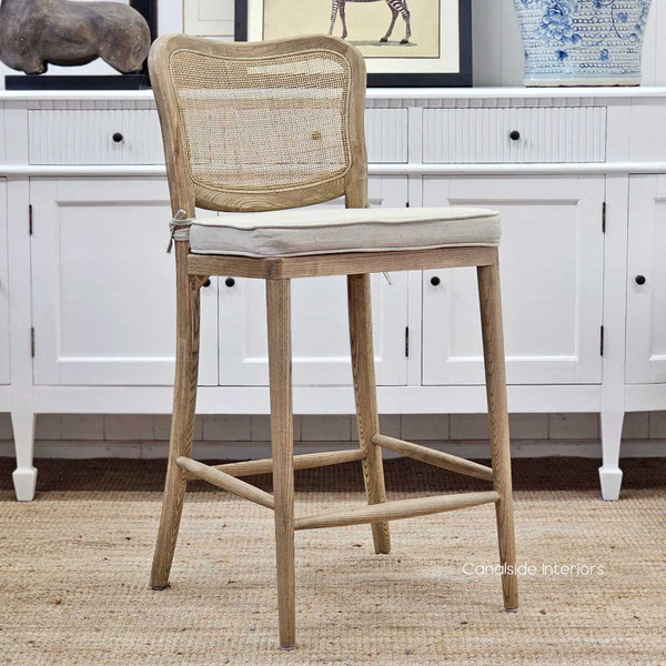 Noda Oak Wood Counter Stool, Graceful Silhouette for Elevated Dining Experiences, Front Angled View