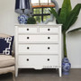 Frontal view of the Peninsula 5 Drawer Chest in white, a perfect addition to Hamptons-style interiors.