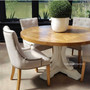 The table set in a rustic Hamptons-style dining room, illustrating its versatility and harmonious fit within various decor themes.