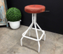 Sarah Industrial Stool Distressed White base with Leather Seat  INDUSTRIAL RUSTIC Style, CHAIRS, CAFE FURNITURE, CHAIRS Stools, CAFE FURNITURE Stools & Chairs