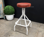 Sarah Industrial Stool Distressed White base with Leather Seat  INDUSTRIAL RUSTIC Style, CHAIRS, CAFE FURNITURE, CHAIRS Stools, CAFE FURNITURE Stools & Chairs