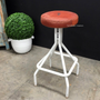 Sarah Industrial Stool Distressed White base with Leather Seat  INDUSTRIAL RUSTIC Style, CHAIRS, CAFE FURNITURE, CHAIRS Stools, CAFE FURNITURE Stools & Chairs