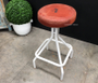 Sarah Industrial Stool Distressed White base with Leather Seat  INDUSTRIAL RUSTIC Style, CHAIRS, CAFE FURNITURE, CHAIRS Stools, CAFE FURNITURE Stools & Chairs