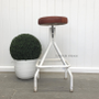 Sarah Industrial Stool Distressed White base with Leather Seat  INDUSTRIAL RUSTIC Style, CHAIRS, CAFE FURNITURE, CHAIRS Stools, CAFE FURNITURE Stools & Chairs