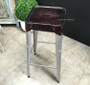 Pilot Industrial Metal Bar Stool with Leather Seat