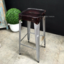 Pilot Industrial Metal Bar Stool with Leather Seat